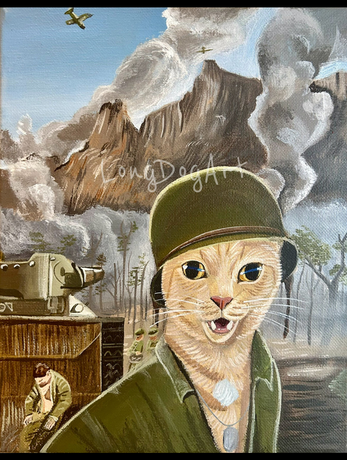8.5x11 print of war torn cat